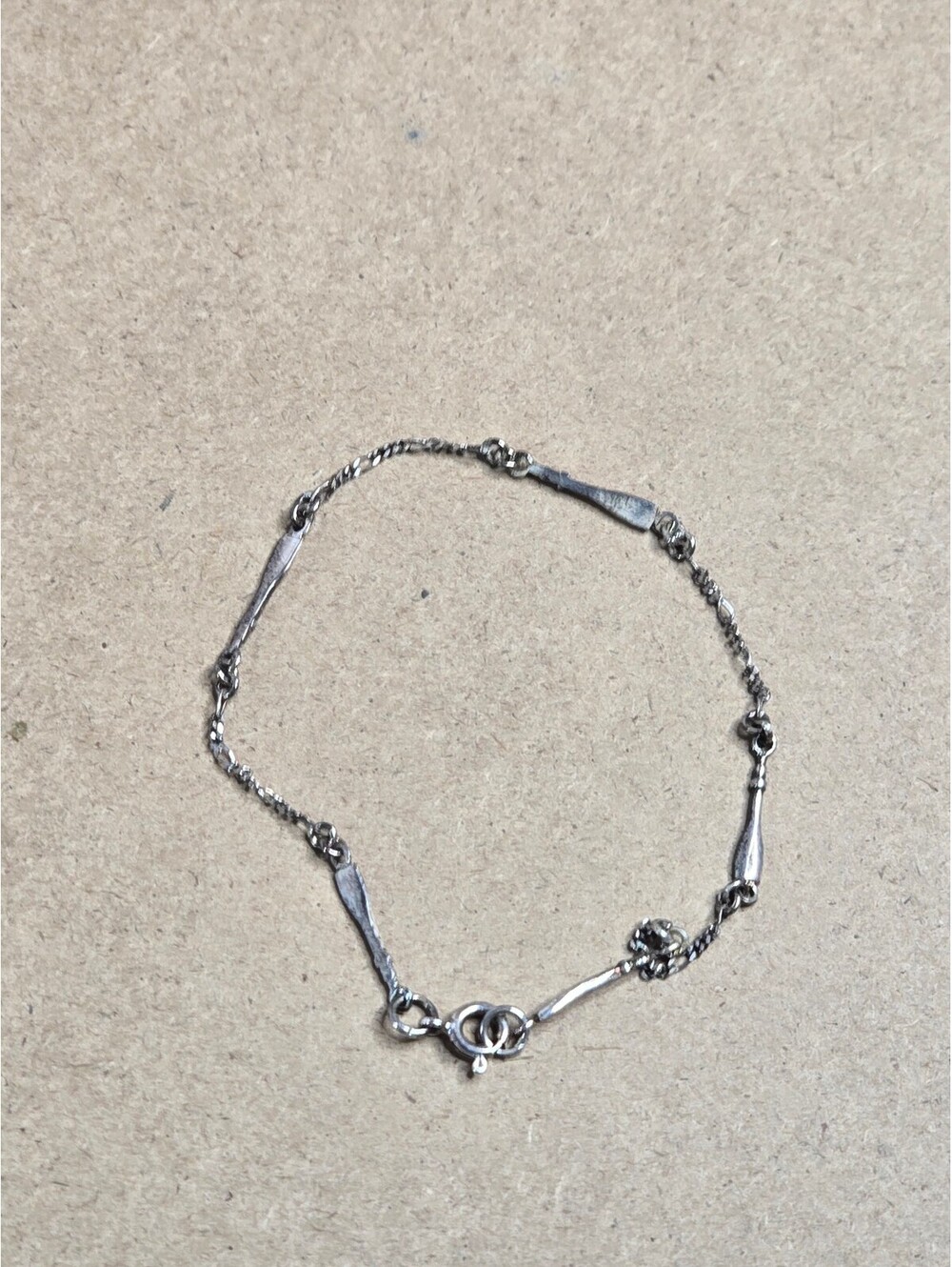 Vintage 925 Sterling Silver Modernist Bar Link Station Bracelet 7"